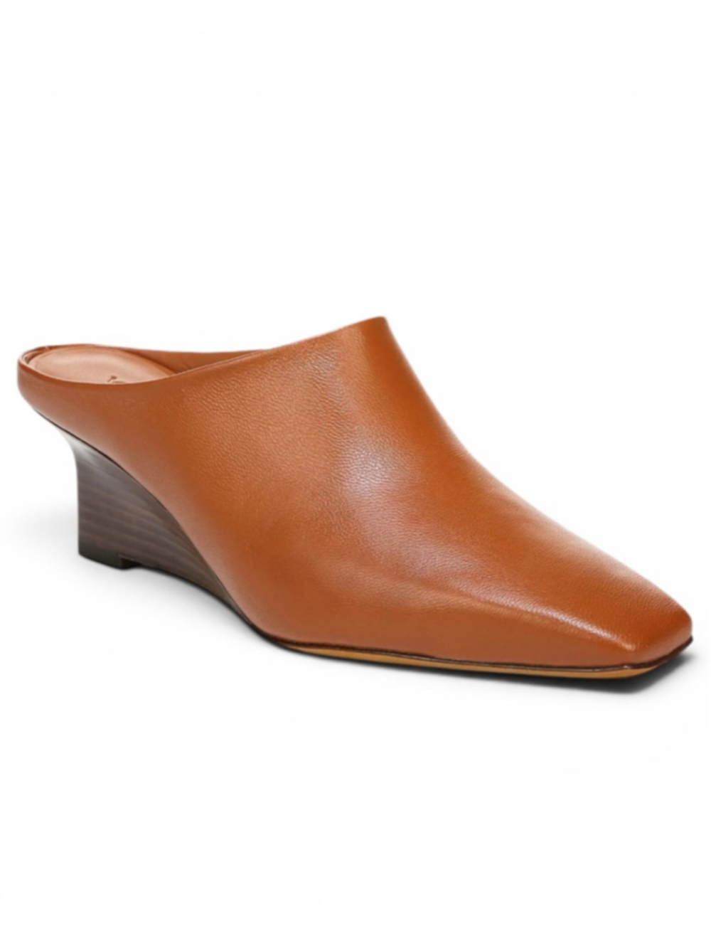 Vince Benita Leather Wedge Mule Clog, 41/11, Saddle Brown Italy